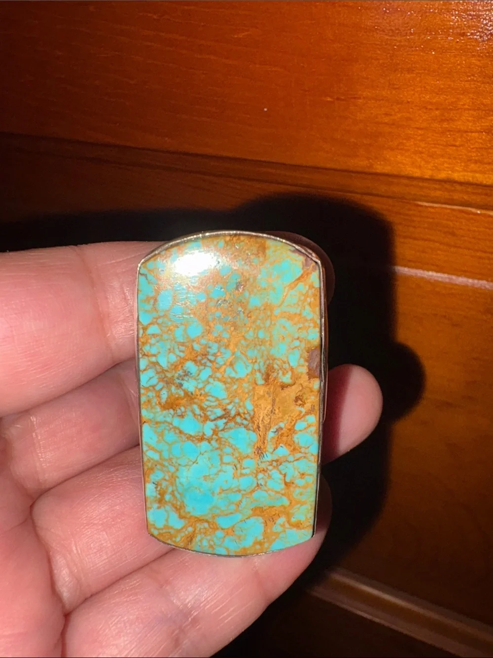 Turquoise and Brown Statement Stone Sterling Ring - Men Jewelry